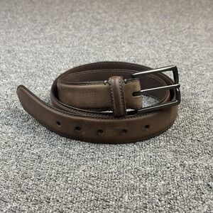 James Campbell Brown Genuine Leather Belt Size 36 Dark Brown Gunmetal Buckle